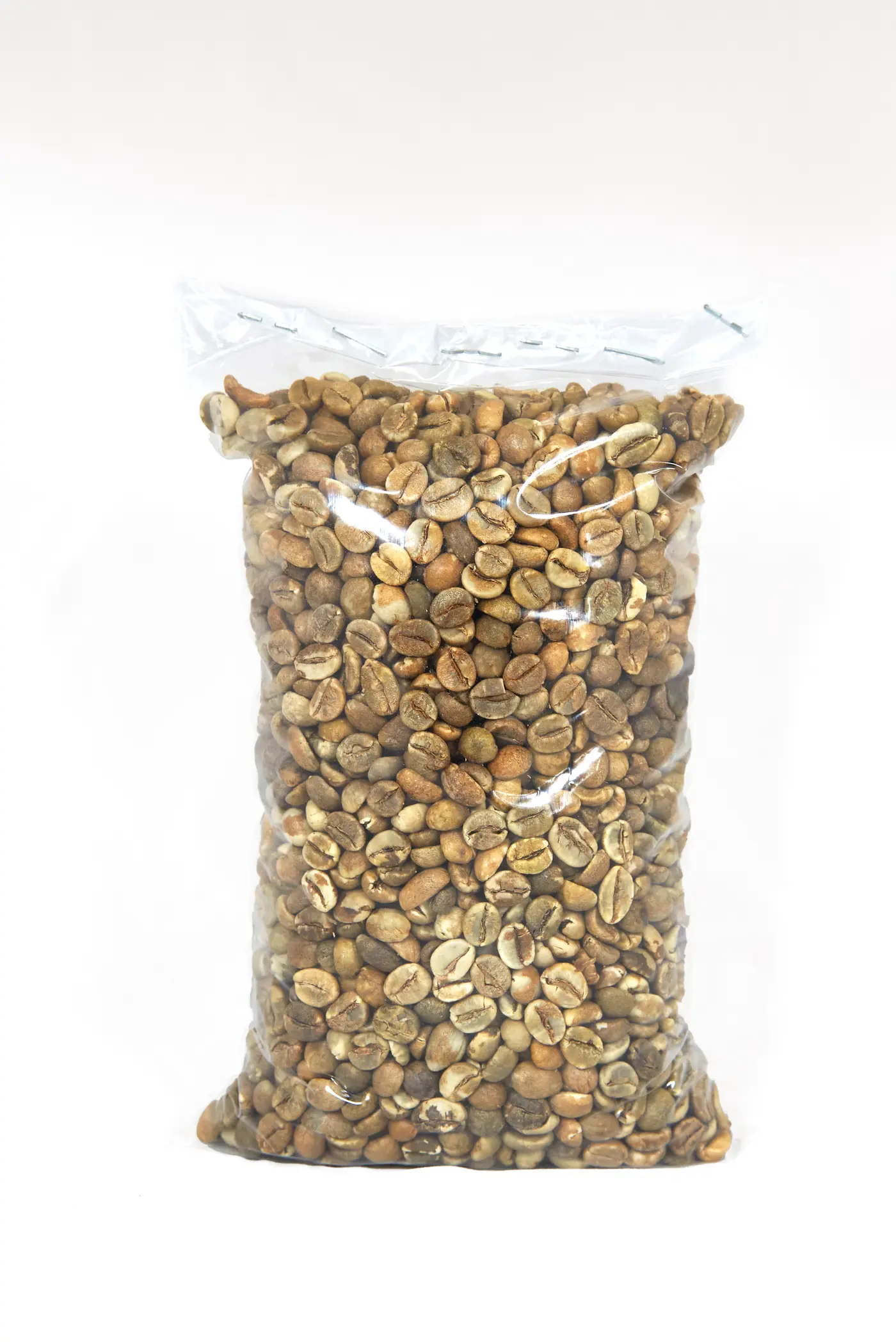 Bag of green coffee beans